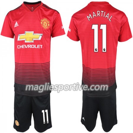 Completo Calcio Manchester United Anthony Martial 11 Bambino Divisa Prima 2018/2019